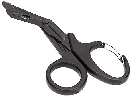 RASTKY Tijeras Tácticas de Supervivencia de Emergencia para Senderismo y Acampada Al Aire | Dientes Dentados Molidos | Tijeras para Vendajes Quirúrgicos | 7,2 Pulgadas (Black)