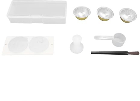 Refillable Coffee Cup Set, 3 Plastic Pods with Tamper Spoon Brush and 25 Aluminum Foil Lids, Storage Case Included - Reusable, Eco - Friendly, Easy to Clean for Daily Coffee Brew