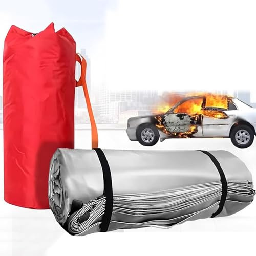 LJCSSD Manta ignífuga de Emergencia Reutilizable para Coche, Mantas extintoras de Primeros Auxilios para vehículos eléctricos/de Gasolina, Manta de Fibra de Vidrio para Refugio contra Incendios 4x6m