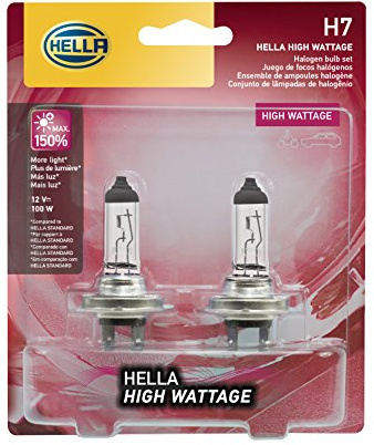 HELLA H7 100WTB High Wattage Bulbs, 12V, 2 Pack