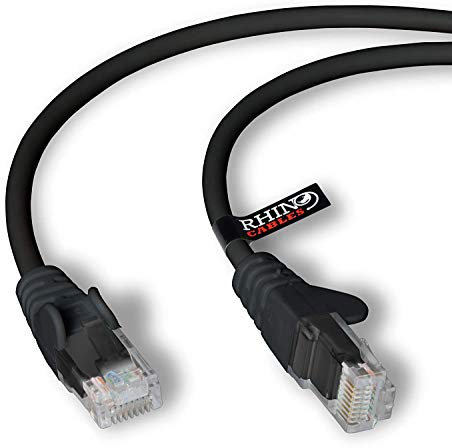 rhinocables CAT 6 High-Speed Gigabit Ethernet Cable - Patch Network Lead for LAN| Snagless UTP With LSZH Jacket | RJ45 Connector - Internet, Router, Modem, Smart TV, PC & More (6m, Black, Pack of 1)