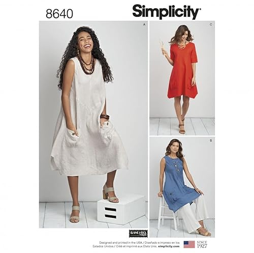 Simplicity Schnittmuster 8640 für Kleider, Tunika, Oberteile AA (36-38-40)