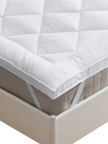 Beedsooth Surmatelas 160 x 200 Microfibre | sur-Matelas Super Doux Confort accru du Matelas, Matelassé Lavable sur Matelas 2 Personnes 160x200 avec Sangles Elastisques