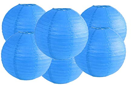Pack of 6 Paper Lantern Wedding Party Decoration Craft Lamp Shade (Blue, 18/45CM)
