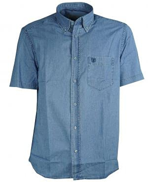 SEA BARRIER Camicia Jeans Leggero Uomo Art JANGOL Manica Corta Denim Chiaro (XXL)