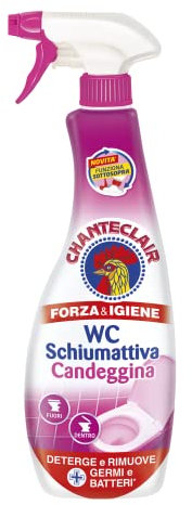 Chanteclair - WC Schiumattiva con Candeggina - Pulisce e Igienizza, Funziona anche Sottosopra, Forza&Igiene - 625 ml
