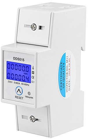 Jadeshay Compteur Electrique, Compteur D'énergie 50Hz Digital LCD Monophasé Compteur d'énergie Wattmètre Montage sur rail DIN pour Protection Contre les Surcharges Économie D'énergie, 5-80A 230V