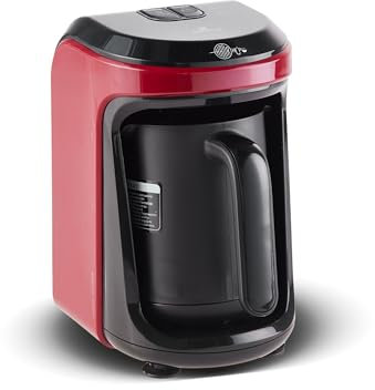 KARACA Hatır Hüps Turkish Coffee Maker & Milk Steamer, 5-Cup Capacity Turkish Coffee Pot, 535W, Red, Auto Shut-off, Overflow Protection