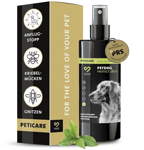 Peticare Anti-Kriebelmücken, Gnitzen Spray für Hunde | effektiv Sommerekzem & Ekzemen vorbeugen | zuverlässige Abwehr | einzigartiges PRS® System für Lange Wirkung – petDog Protect 2801