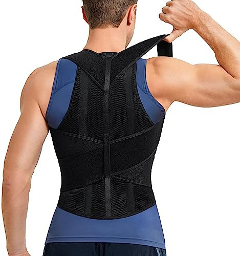 Junlan Back Straightener Posture Corrector for Men Adjustable Scoliosis Back Brace for Posture Hunchback Corrector Relief Lower Back Pain (Black,L)
