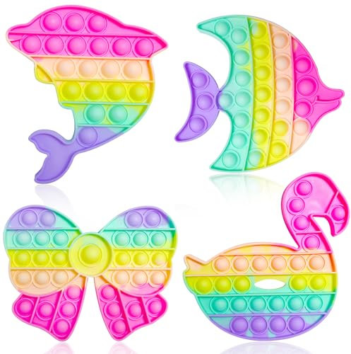 Yeefunjoy Push IT and POP Bubble, 4Pcs Poppit Pop Fidget-Toy Set, Sensorisches Fidget Spielzeug, Stressabbau Spielzeug, Geburtstagsgeschenk für Erwachsene und Kinder zu entlasten Angst und Autismus