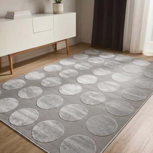 benuta Basic Matta Claire - Grå 140x200 cm - Minimalistisk geometrisk retro vardagsrum - Lättskött - Lämplig för golvvärme