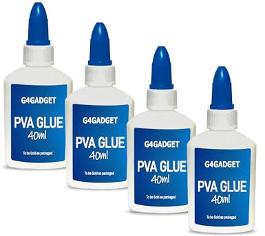 G4GADGET PVA Glue 4 Pack – Multi Purpose White Craft Glue for Kids, Home, Office, School – Dries Clear, 40ml Bottles with Precision Nozzle