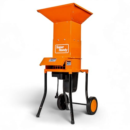 SuperHandy Electric Leaf Mulcher Shredder - Steel Construction, 15-AMP 120V AC Motor, 11 Cutting Blades - .5 Capacity for Leaves, Grass & Yard Clippings