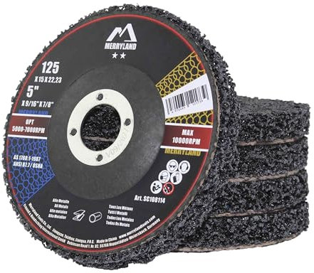 Merryland CSD Scheibe 125 Farbe Rost Winkelschleifer, 125mm Schwarz Reinigungsscheibe Entroster Scheibe Metall Edelstahl Stahl Grobreinigungsscheibe Grobschleifscheibe 5 Stück, Craft-Line SC108114-05