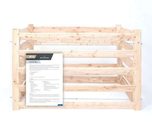 WESTMANN Komposter L aus Lärchenholz inkl. Kompostieranleitung | 130x100x80 cm Natur | Holzkomposter inklusive 1040L Fassungsvermögen | Steckkomposter für Gartenkompostierung