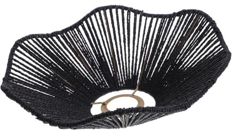 Générique Lustre simple chapeau de paille socle chinois abat-jour ronds plateau en forme de coeur suspension décorative abat-jour chic couvercle de plafonnier luminaire suspendu le fer Black