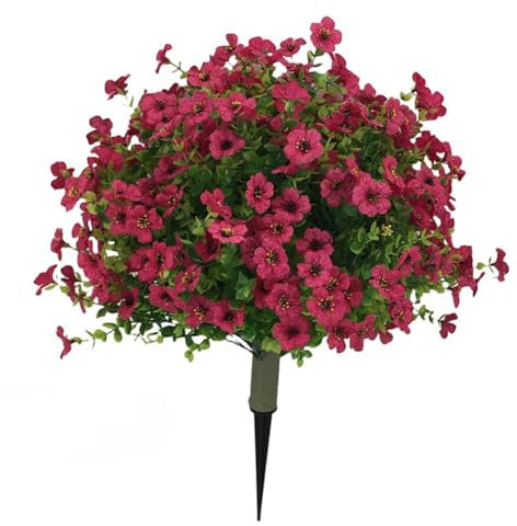 Künstliche Buchsbaum-Formschnitt-Kugeln mit Blumen für den Außenbereich, künstliche Pflanzen mit Erdspieß, 61 cm, UV-beständig, künstliche Grünsträucher, Kunstpflanzen für Haustür, Garten, Hof