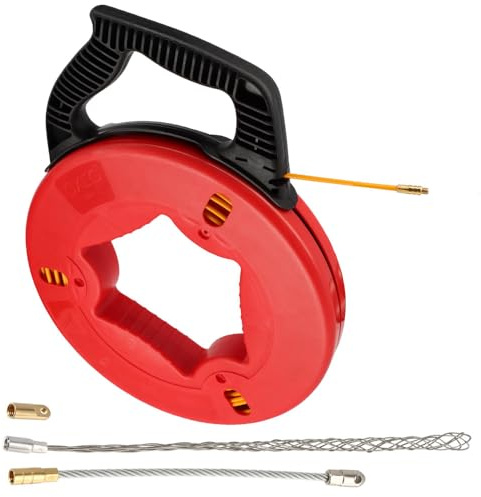 Aiguille tire fil 4mm longueur 25m - Tire câble électricien - Fibre de verre - embouts chaussette + passe coude + percé