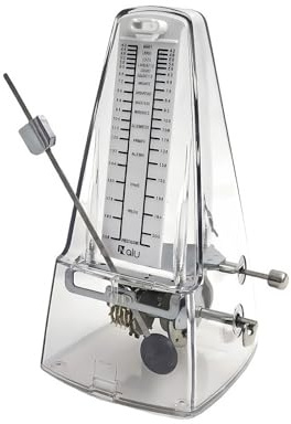 NALU Metronome - Classic Mechanical Wind-Up Design with Bell for Piano, Guitar, Violin & All Instruments (N-Transparent)