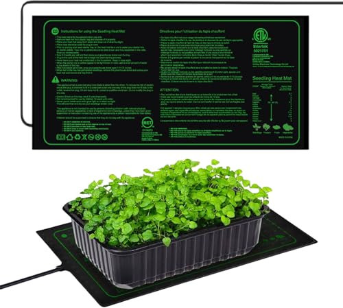 Moxeupon Tappetino riscaldante per piante, 50 x 25 cm, riutilizzabile, con controllo della temperatura regolabile, per serre