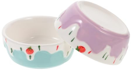 WEKADRIN 2 Pezzi Ciotola Per Cibo Per Criceti Antischizzo in Ceramica Profonda Per Piccoli Animali Come Ricci e Porcellini D’india Colori Blu e Viola