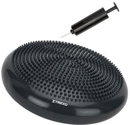 TREXO - Coussin d’équilibre 33 cm à picots antidérapants – assise posturale & gainage pour bureau, maison, Pilates, rééducation – charge max 200 kg – PVC – Noir