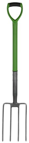 Unibos | Digging Fork Carbon Steel Soft Grip D Handle | 4 Prong Head | Strong Versatile & Durable Metal Pitchfork | Perfect For Gardeners Builder Industrial Work & Cultivation (Fork)
