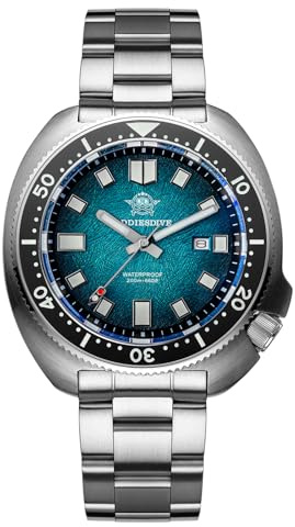 ADDIESDIVE Montre de plongée pour Homme 200m étanche Mouvement à Quartz 2115 Verre Saphir synthétique Lunette tournante Date Lumineuse BGW9 boîtier analogique en Acier Inoxydable AD2511