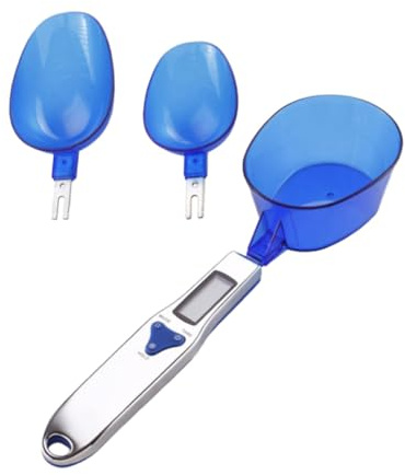 BIUDECO Báscula de Cuchara Electrónica Azul 300 G/0,1 G Cuchara Desmontable para Medir Ingredientes en Cocina y Hornear, Balanza Digital Portátil para Pesar Alimentos y Medicamentos