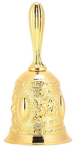 ROSEBEAR Cloche à Main Cloche de Table, Dîner Bell, Cloche Classique en Métal, Service Bell pour Restaurant Bar D'école Réception, Claire et Forte, Décoration de Noël, Or