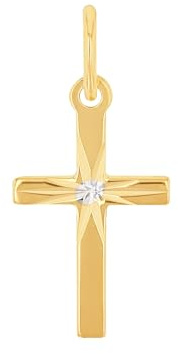 Amor Motivanhänger Unisex Damen Herren Anhänger, mit Zirkonia synth., 2 cm, Gold, Kreuz, Kommt in Schmuck Geschenk Box, 2028373