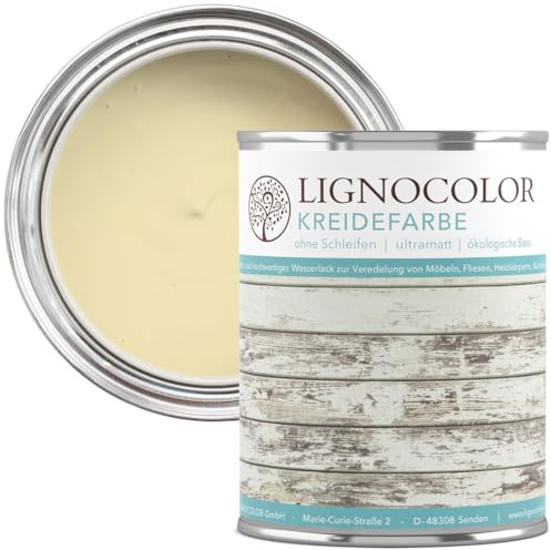 Lignocolor Kreidefarbe Shabby Chic Lack Landhaus Stil Vintage Look Chalky 1kg (Lemon 172)