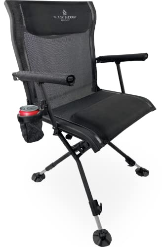 Black Sierra XL Swivel Hunting Chair – Heavy Duty 360° Silent Blind Seat Supports 300 lbs, Padded Armrests, All-Terrain Feet, Cupholder & Carry Strap, Portable Folding Chair for Hunting & Outdoors
