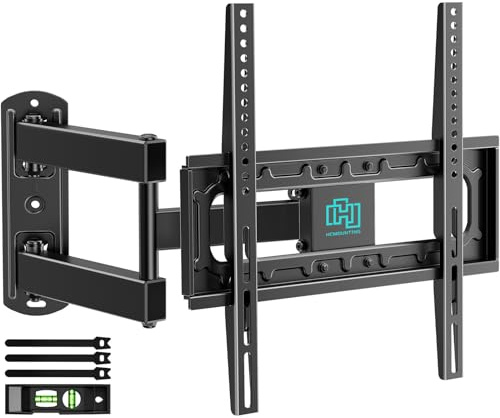 HCMOUNTING Full MotionTV Wall Mount for 26-60 inch Flat/Curved TVs up to 88 lbs, Heavy Duty Swivel TV Mount with Single Stud Design,Smooth Extension,Max VESA 400x400mm,HC3402