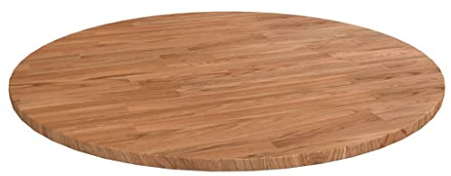 vidaXL Runde Tischplatte Massivholzplatte Eichenplatte Holzplatte Platte Ersatztischplatte Hellbraun Ø80x1,5cm Behandeltes Eichenholz