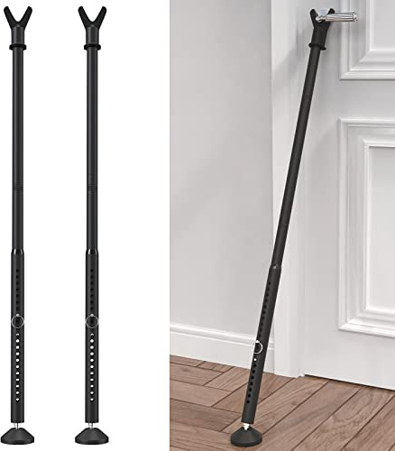 Lot de 2 barres de sécurité amovibles pour porte de terrasse, porte coulissante, fenêtre, appartement, maison, chambre d'hôtel, barre de sécurité amovible, noir givré