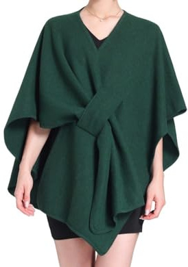 WLLDDDIU Poncho de mezcla de lana para mujer,elegante capa de poncho liso,bufanda,suéter vintage,abrigo de chal,cárdigans con frente abierto, abrigo de manta,regalo para mujer,verde