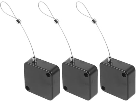 DECOMELODY Étui de Câble Antivol Rétractable, Boîte de Sécurité en Acier et Abs, Anti-perte, Lot de 3 Pièces, pour Usage Polyvalent