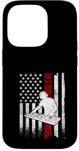Custodia per iPhone 14 Pro DJ Bandiera Americana Distressed USA Musicista Patriottico