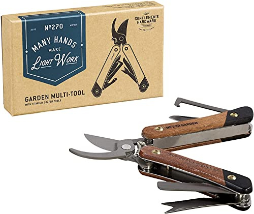 Gentlemen's Hardware Garden Multi-Tool Acacia Wood and Titanium Finish, Brown, one Size, GEN270 (Packaging may vary)