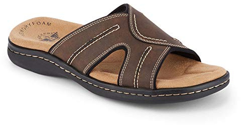 Dockers Sunland Mens Slides Casual Slide Sandals for Men, Dark Brown, 12 Wide