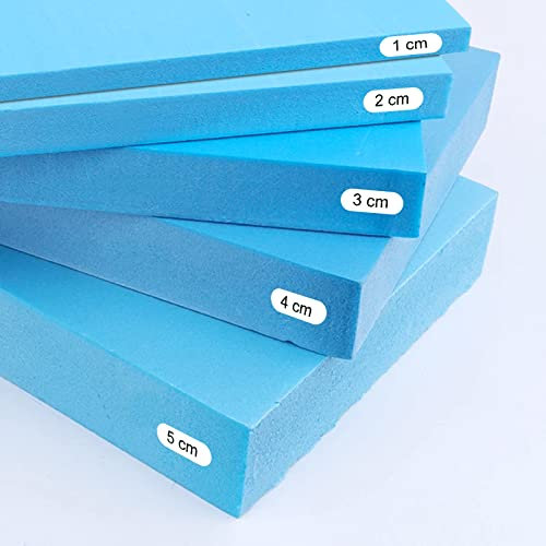Plancha de Espuma Poliuretano 100x200cm Grosor 1cm Densidad Media D25 Firme Multiusos Colchón Cojín Relleno para Asientos Tapicería Disfraces de Foam Maletín de transporte Color Azul
