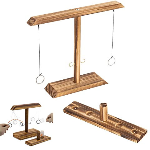 HONGECB Gioco di Lancio Gancio e Anello, Ganci e Anelli Gioco Interattivo, gioco con anelli da infilare, gancio per gioco e anello per Feste di Divertimento in Famiglia al Chiuso/All'Aperto