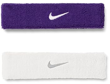 Nike Dri.Fit Swoosh Bande de Cheveux 2.0 de Course Sportive (Blanc - Argent)