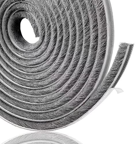 Lamondre 5m Adhesive Weather Stripping, Draught Excluder for Sliding Door & Window - High-Density Gray Felt - 9mm(W) x 5mm(H)