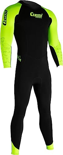 Cressi Karua Man Monopiece Swimsuit Black/Lime 3/2mm - Traje de Baño de Una Pieza para Hombre en Neopreno de Espesor Variable 3+2 mm, Negro/Lima