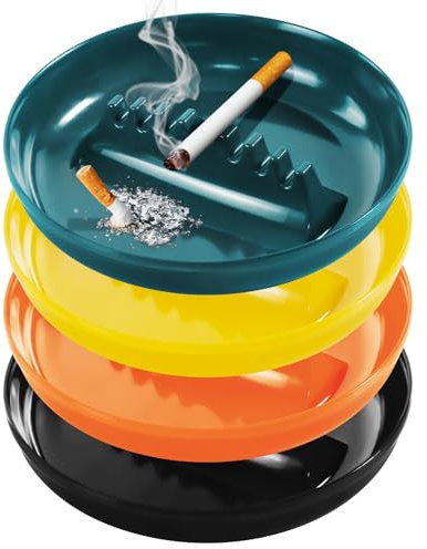 Grovind Aschenbecher für Zigaretten, Innen- und Außenbereich, Aschenbecher für Terrasse, Zuhause, Büro, Dekoration, 17,8 cm, großer Kunststoff-Aschenbecher mit 7 Zigarettenanschlüssen, coole