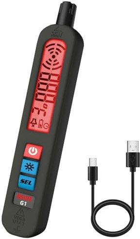 BSIDE G1 Gaslecksuchgerät Erdgas Gasmelder Wiederaufladbar mit Akustischen Visuellen Alarm und Vibration Taschen Gasschnüffler mit Hostler für LPG Industrie Multi Gas Methan Propan Butan Wohnmobil