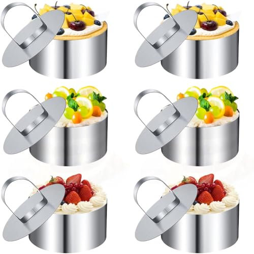 Wohlstand Aros para Postre y Aros para Comida, 6 Piezas de Aros para Servir, Aros Redondos de 8 cm, Aros para Tarta, Juego de Aros para Tarta, para Postre, Pasteles, Mousse, horneado de Tartas